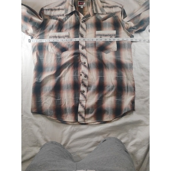Mens B&D by Panhandle Slim Lg Long Sleeve Pearl Snap Shirt Western Wear Brown - Picture 7 of 13